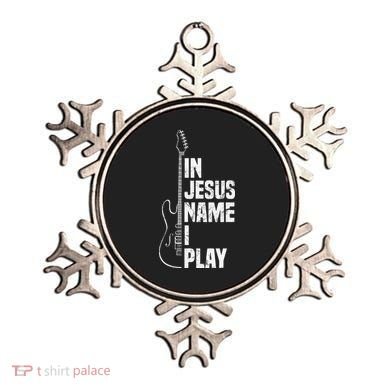 In Jesus Name I Play Guitar Christian Guitar Player Ornament