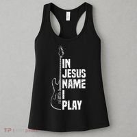 In Jesus Name I Play Guitar Christian Guitar Player Women's Tank Top thumb 3