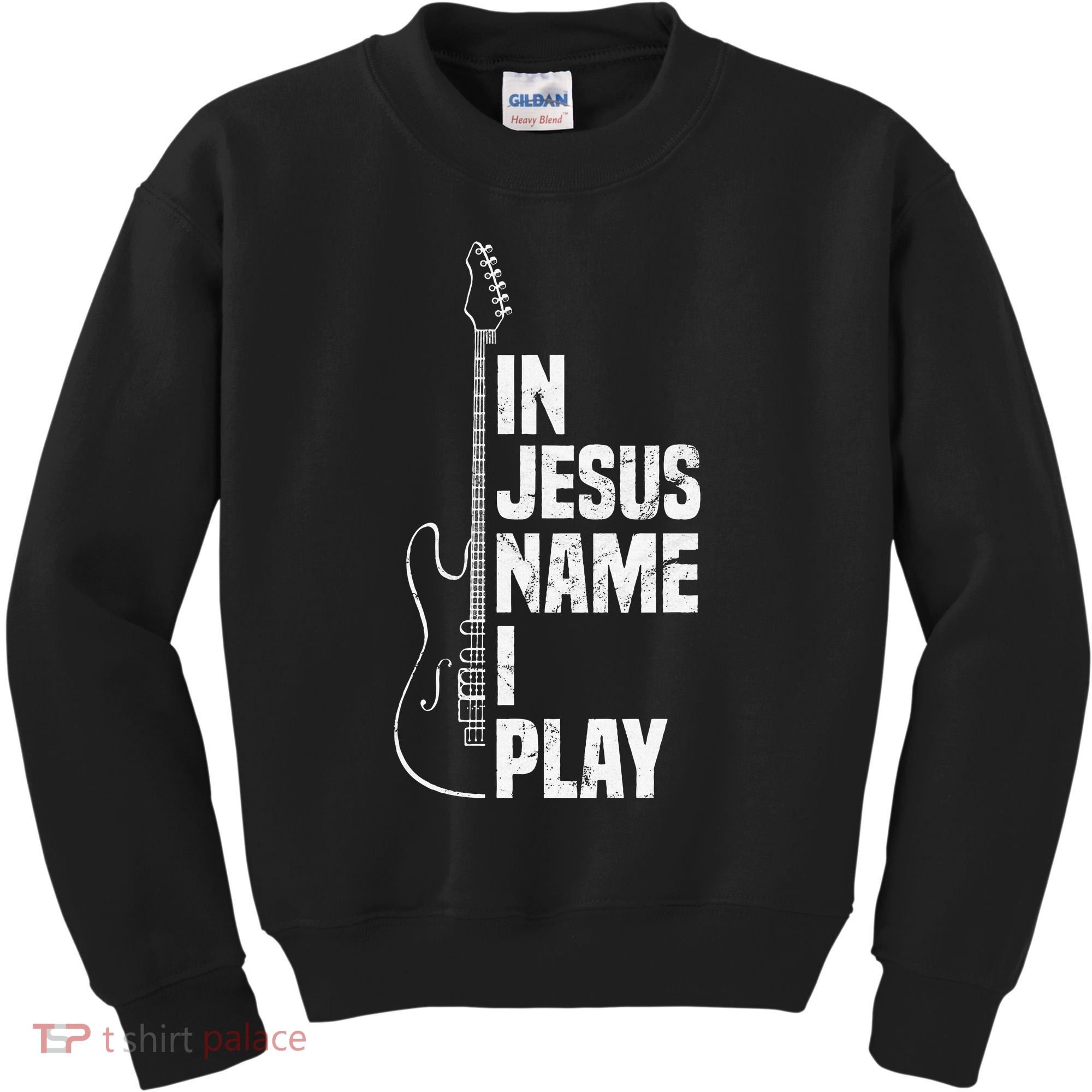 In Jesus Name I Play Guitar Christian Guitar Player Kids Sweatshirt