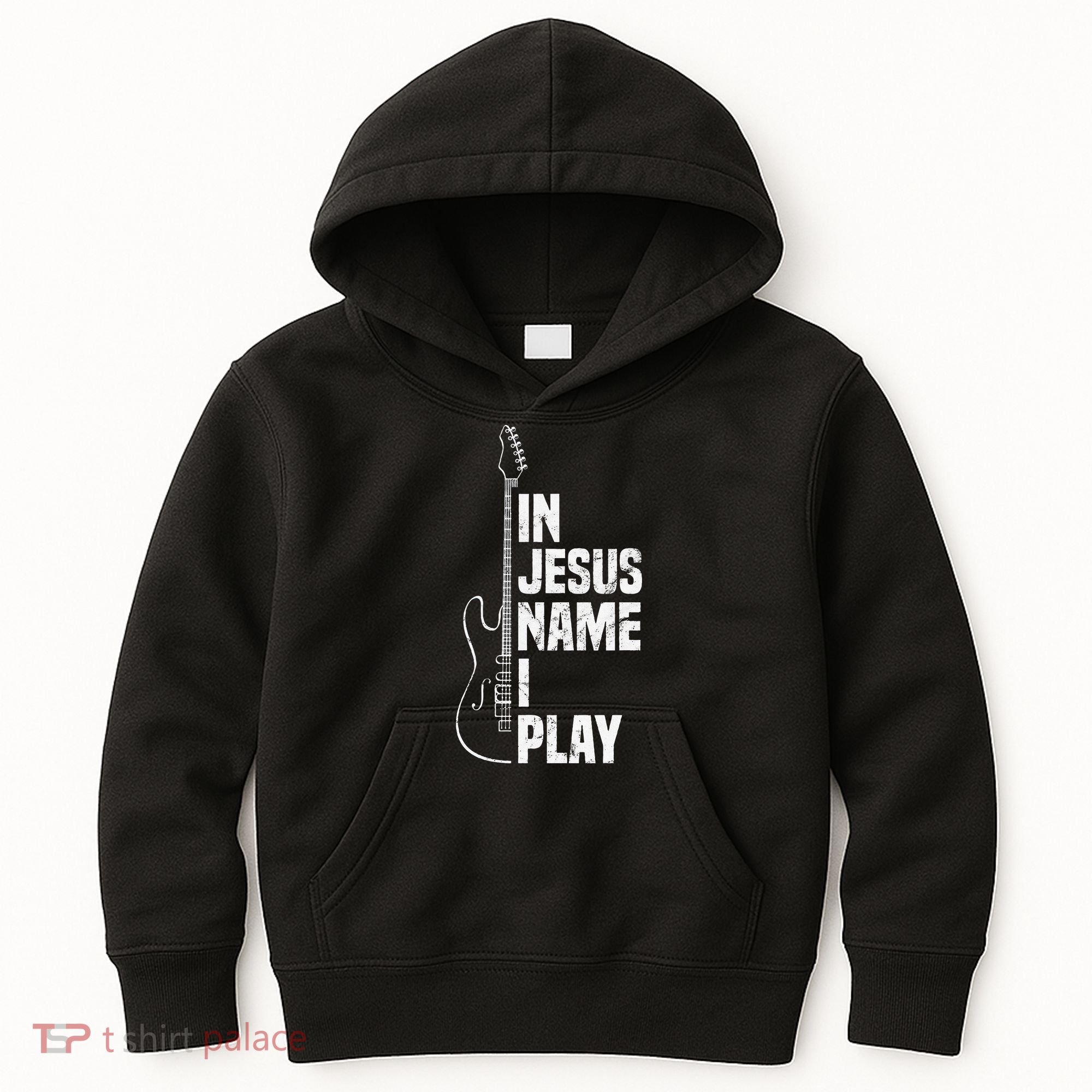In Jesus Name I Play Guitar Christian Guitar Player Kids Hoodie