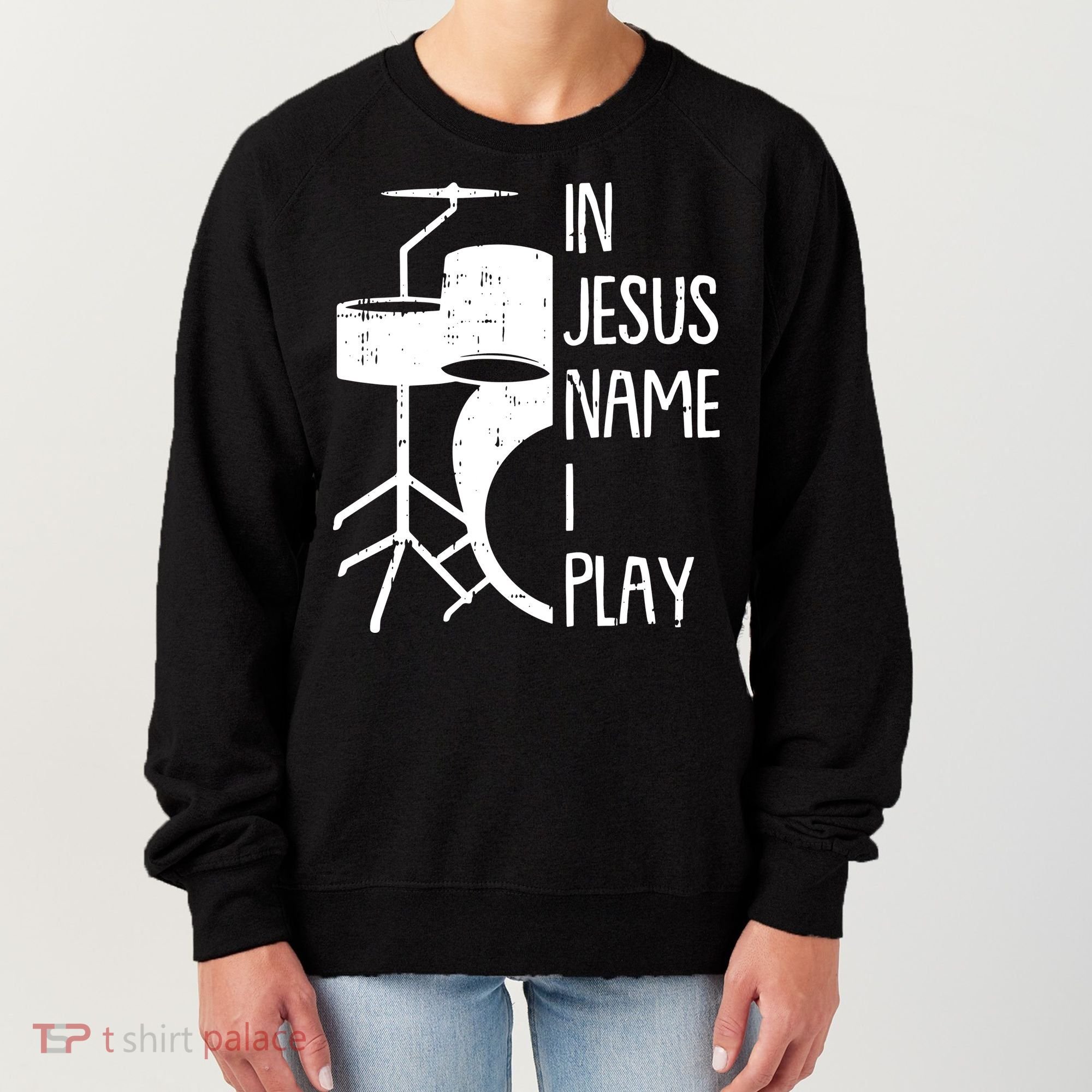 In Jesus Name Christmas Cool I Play Drum Christian Women's Sweatshirt
