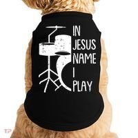 In Jesus Name Christmas Cool I Play Drum Christian Doggie Tank thumb 0