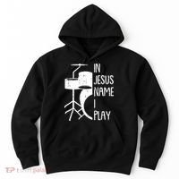 In Jesus Name Christmas Cool I Play Drum Christian Hoodie thumb 0