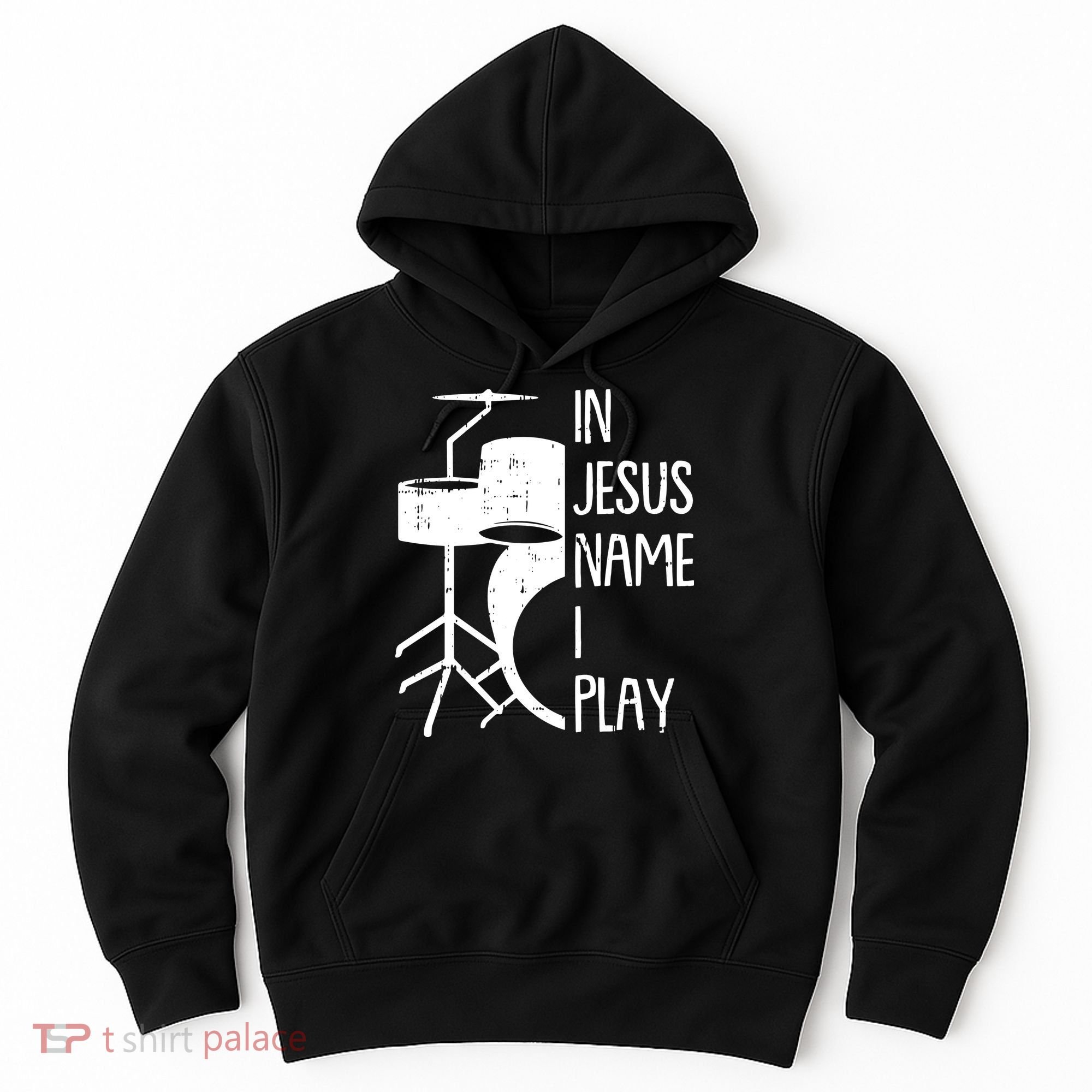 In Jesus Name Christmas Cool I Play Drum Christian Hoodie