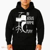 In Jesus Name Christmas Cool I Play Drum Christian Hoodie thumb 2