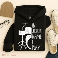 In Jesus Name Christmas Cool I Play Drum Christian Hoodie thumb 4
