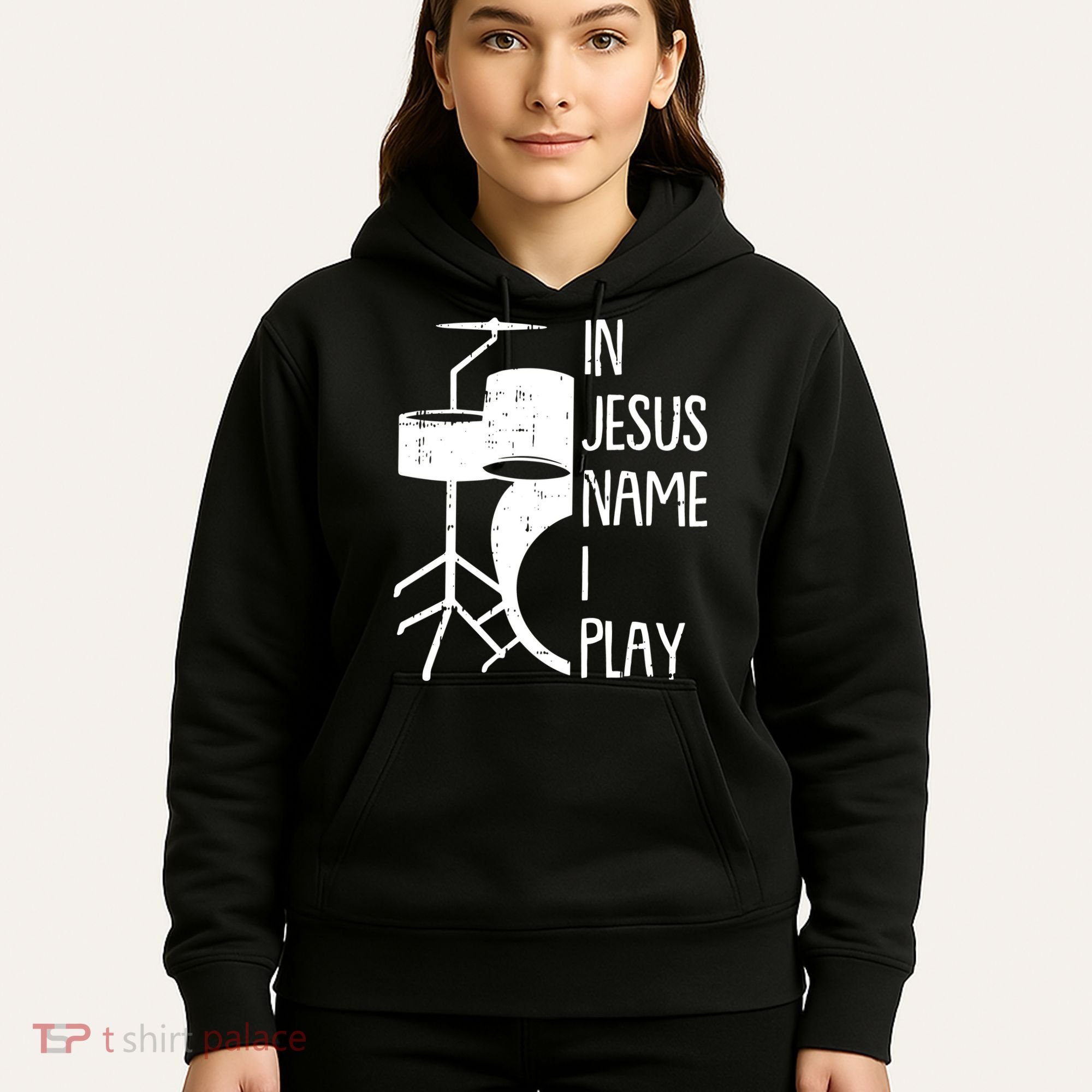 In Jesus Name Christmas Cool I Play Drum Christian Hoodie