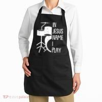 In Jesus Name Christmas Cool I Play Drum Christian Apron thumb 2