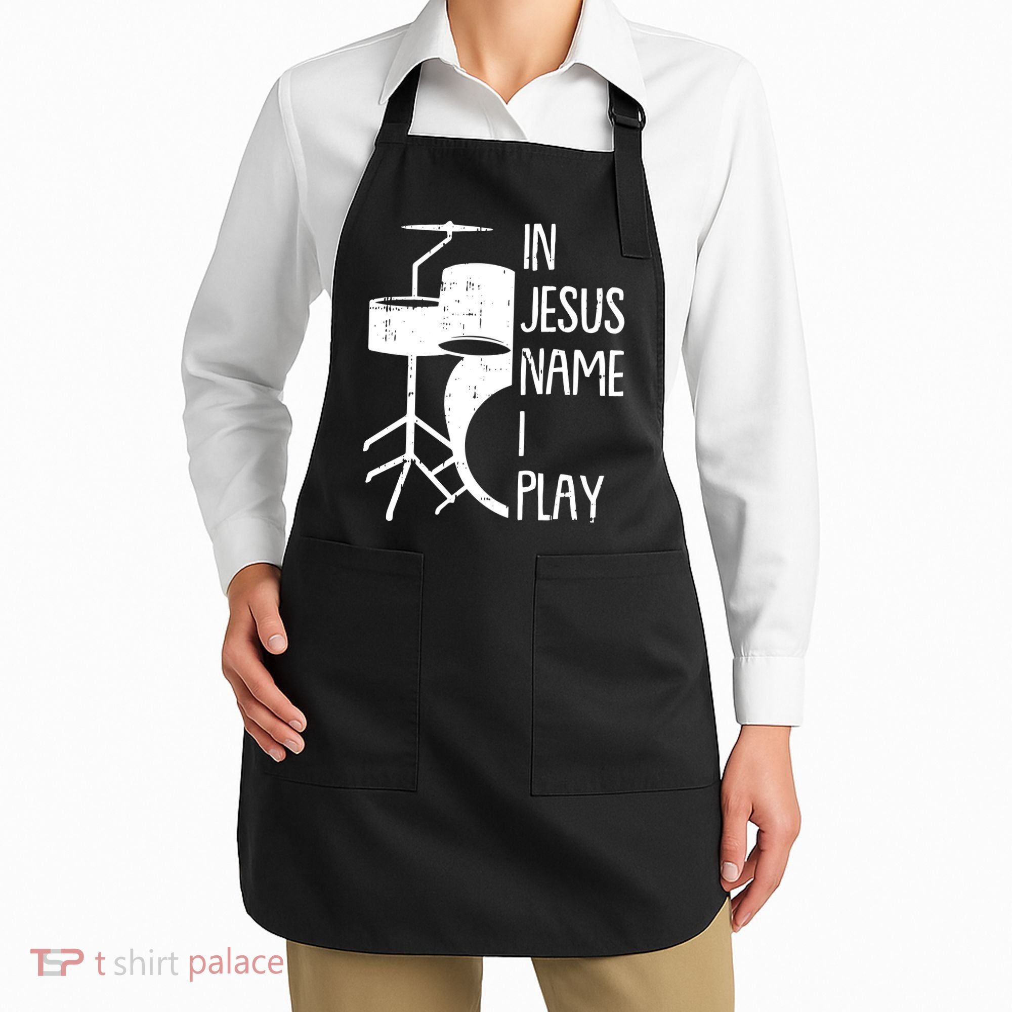 In Jesus Name Christmas Cool I Play Drum Christian Apron