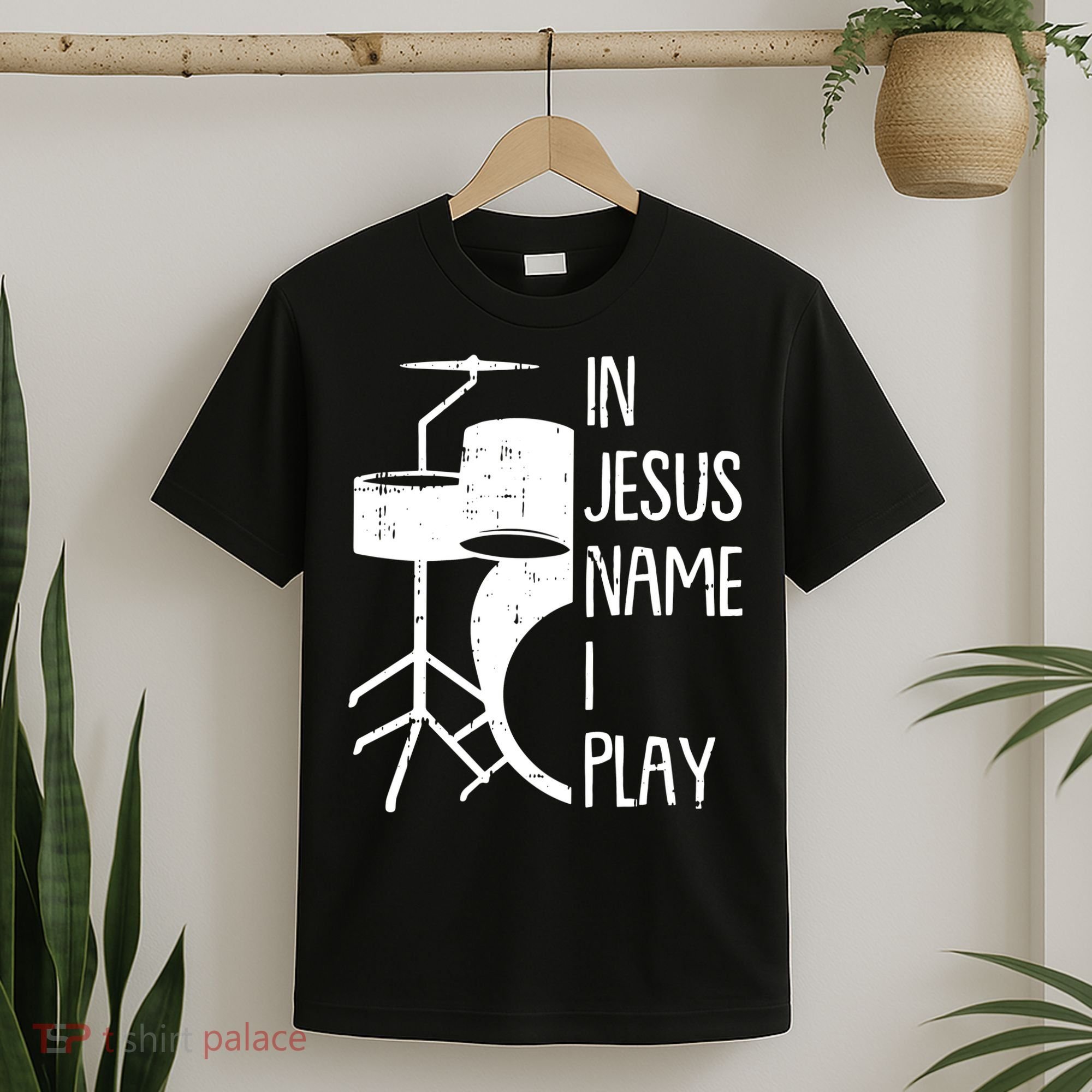 In Jesus Name Christmas Cool I Play Drum Christian T-Shirt