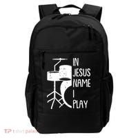 In Jesus Name Christmas Cool I Play Drum Christian Backpack thumb 0