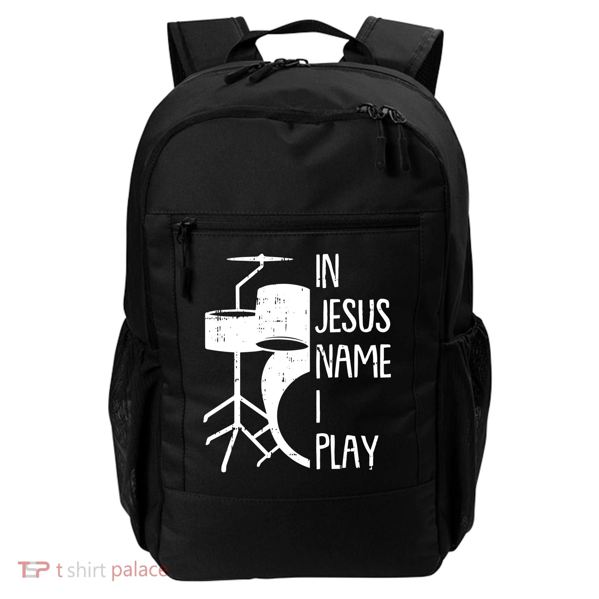 In Jesus Name Christmas Cool I Play Drum Christian Backpack