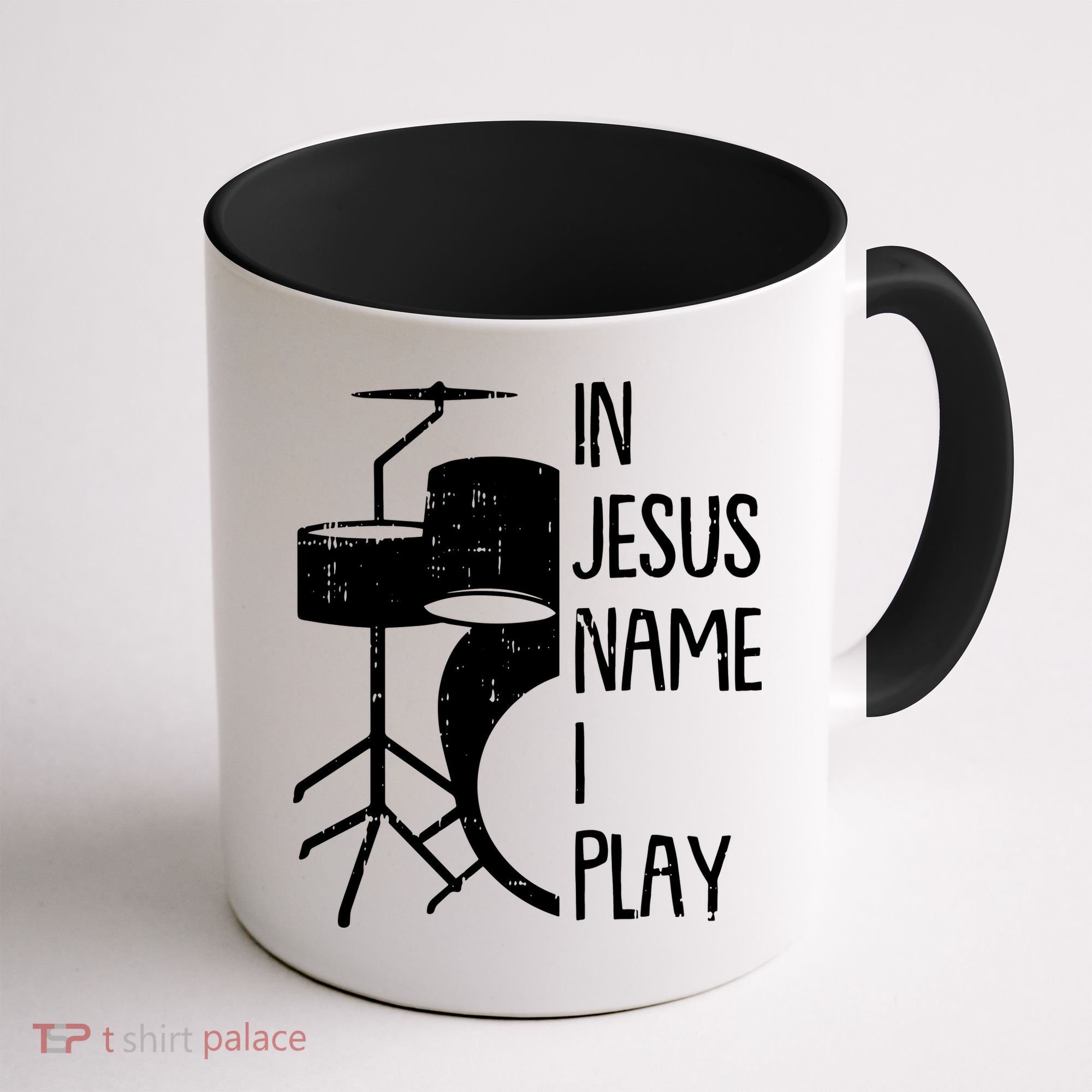 In Jesus Name Christmas Cool I Play Drum Christian Coffee Mug