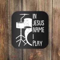 In Jesus Name Christmas Cool I Play Drum Christian Coaster thumb 0