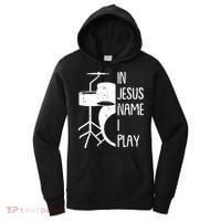 In Jesus Name Christmas Cool I Play Drum Christian Women's Hoodie thumb 0