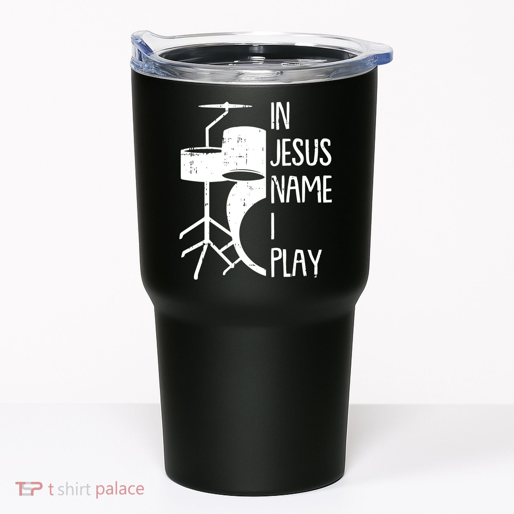 In Jesus Name Christmas Cool I Play Drum Christian Tumbler