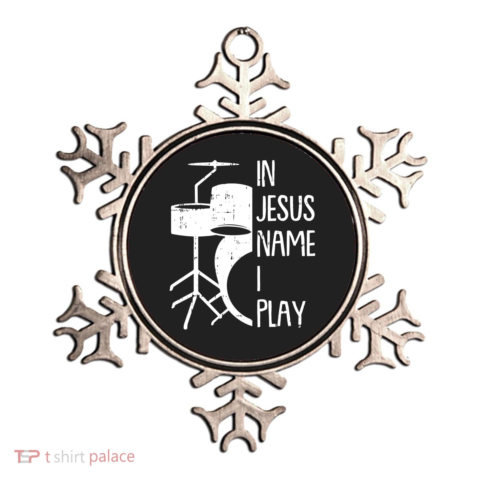 In Jesus Name Christmas Cool I Play Drum Christian Ornament