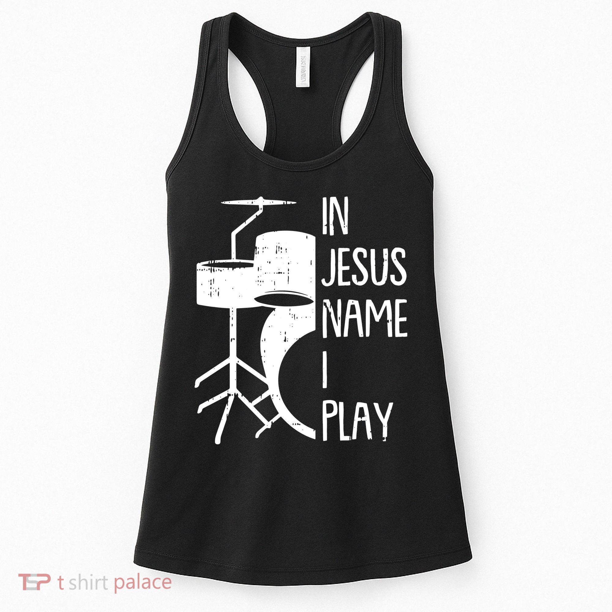 In Jesus Name Christmas Cool I Play Drum Christian Women's Tank Top