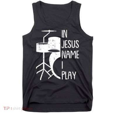 In Jesus Name Christmas Cool I Play Drum Christian Tank Top