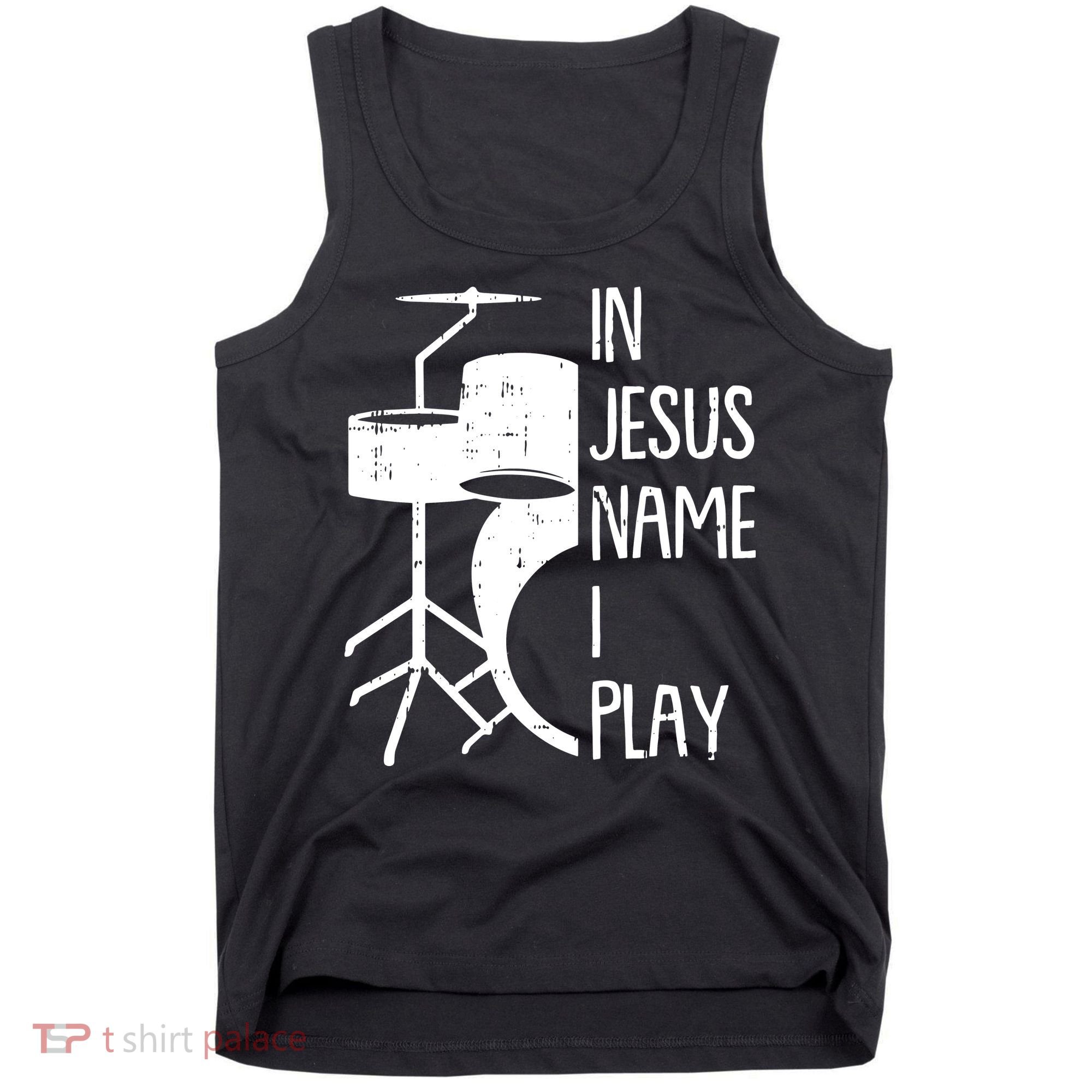 In Jesus Name Christmas Cool I Play Drum Christian Tank Top