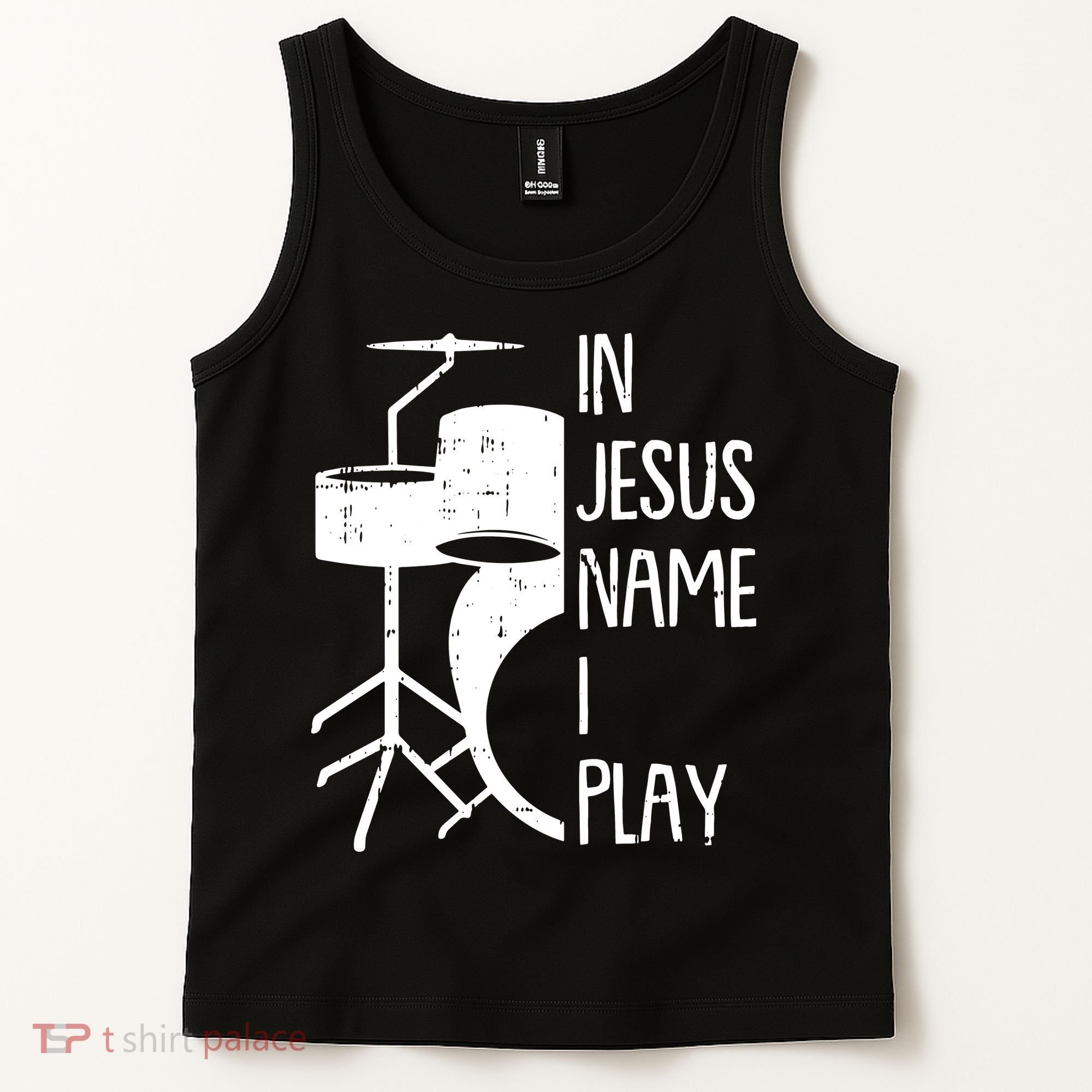 In Jesus Name Christmas Cool I Play Drum Christian Tank Top
