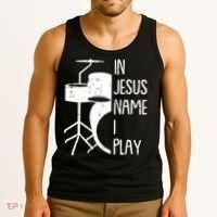 In Jesus Name Christmas Cool I Play Drum Christian Tank Top thumb 3