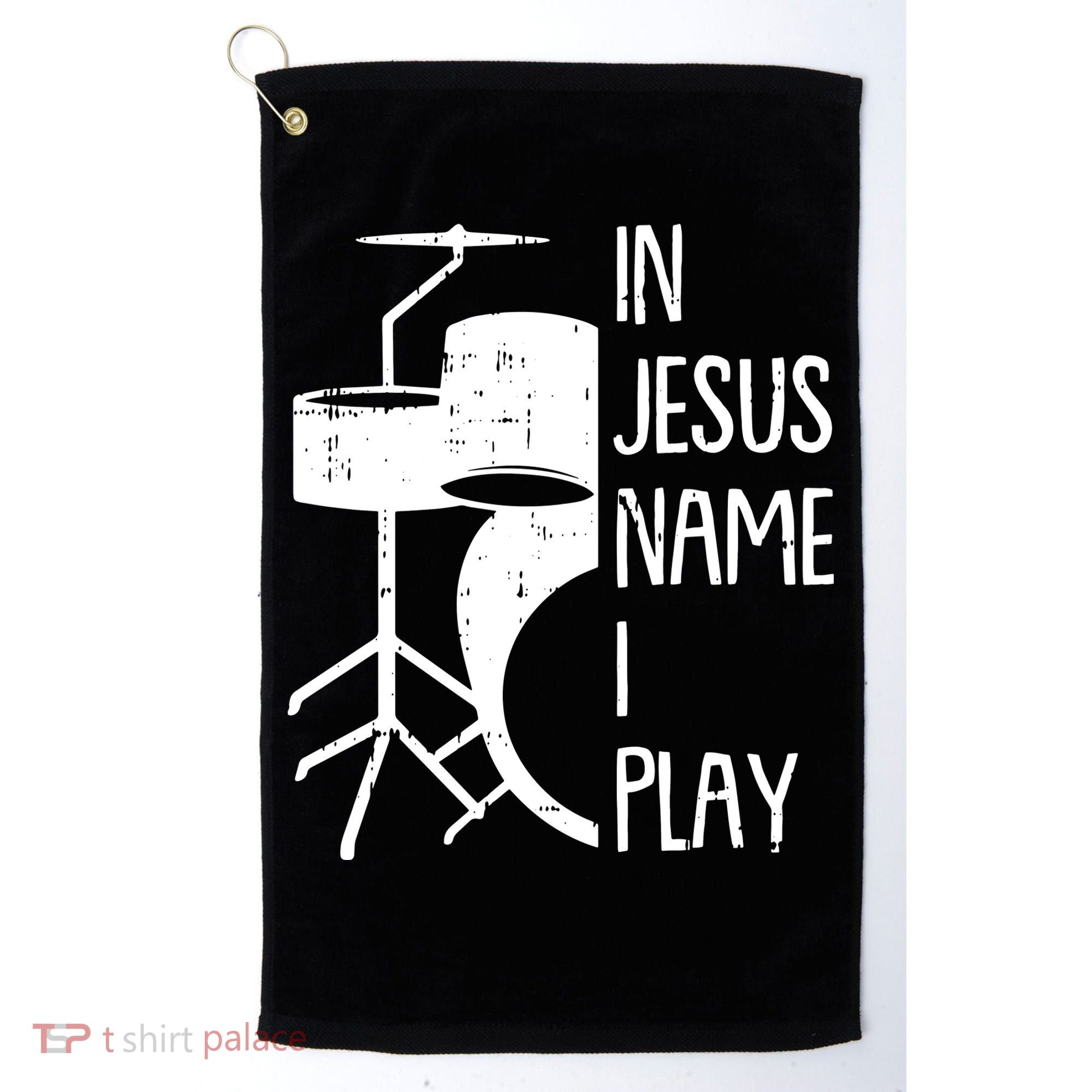 In Jesus Name Christmas Cool I Play Drum Christian Golf Towel