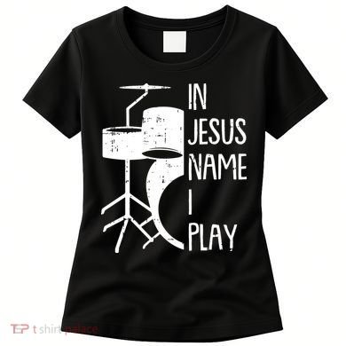 In Jesus Name Christmas Cool I Play Drum Christian Women's T-Shirt