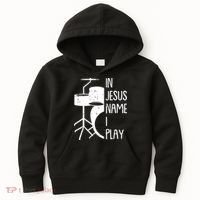 In Jesus Name Christmas Cool I Play Drum Christian Kids Hoodie thumb 0