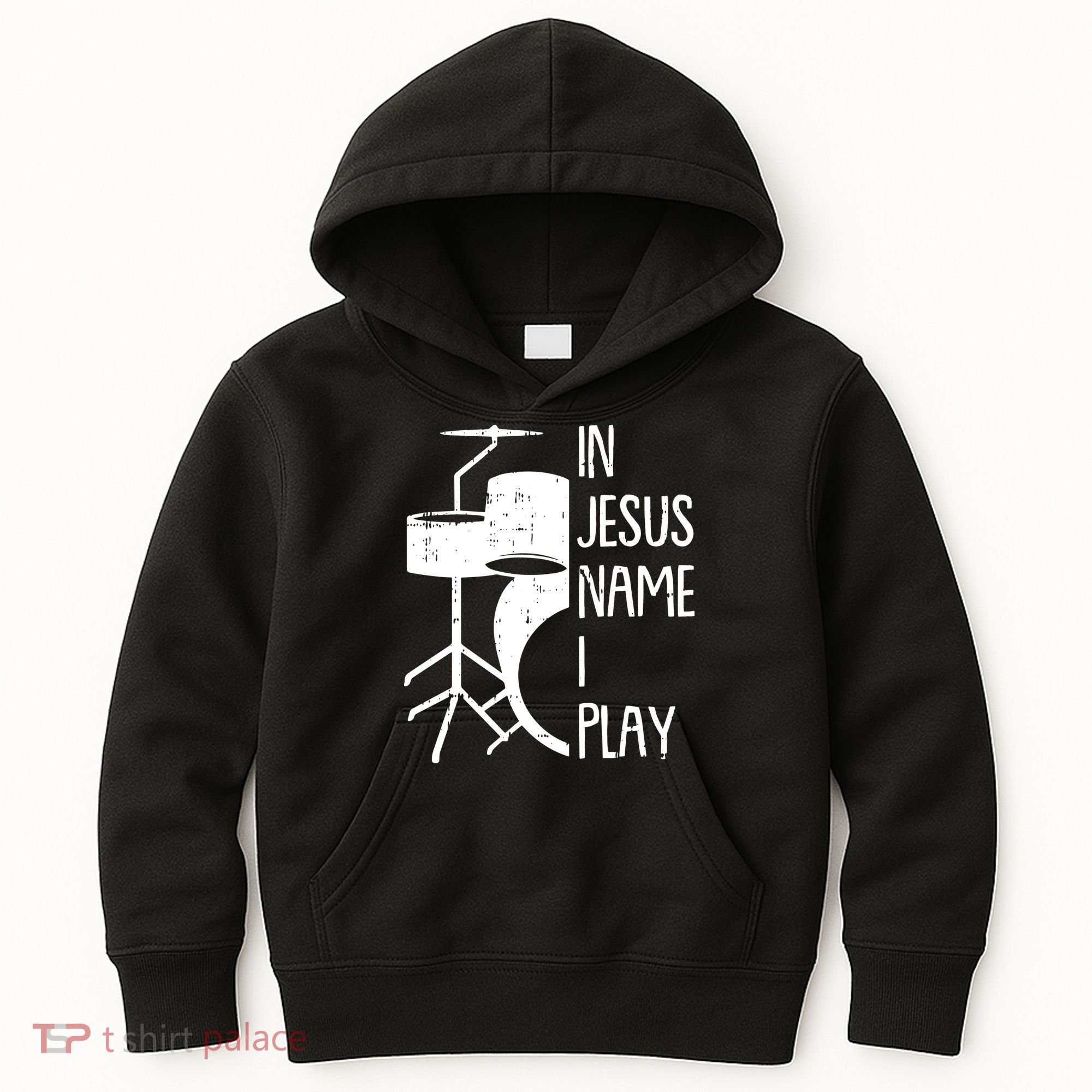 In Jesus Name Christmas Cool I Play Drum Christian Kids Hoodie