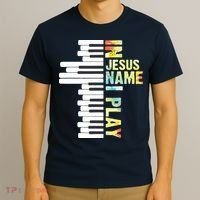 In Jesus Name I Play Piano Christian Music Vintage T-Shirt thumb 3