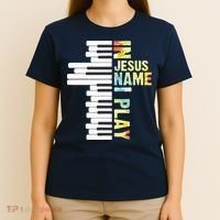 In Jesus Name I Play Piano Christian Music Vintage T-Shirt thumb 4