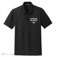 Im Just Out Here Trusting God Dry Zone Grid Polo thumb 0