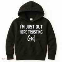 Im Just Out Here Trusting God Kids Hoodie thumb 0