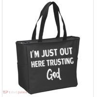 Im Just Out Here Trusting God Tote Bag thumb 2