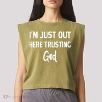 Im Just Out Here Trusting God Garment-Dyed Women's Muscle Tee thumb 2