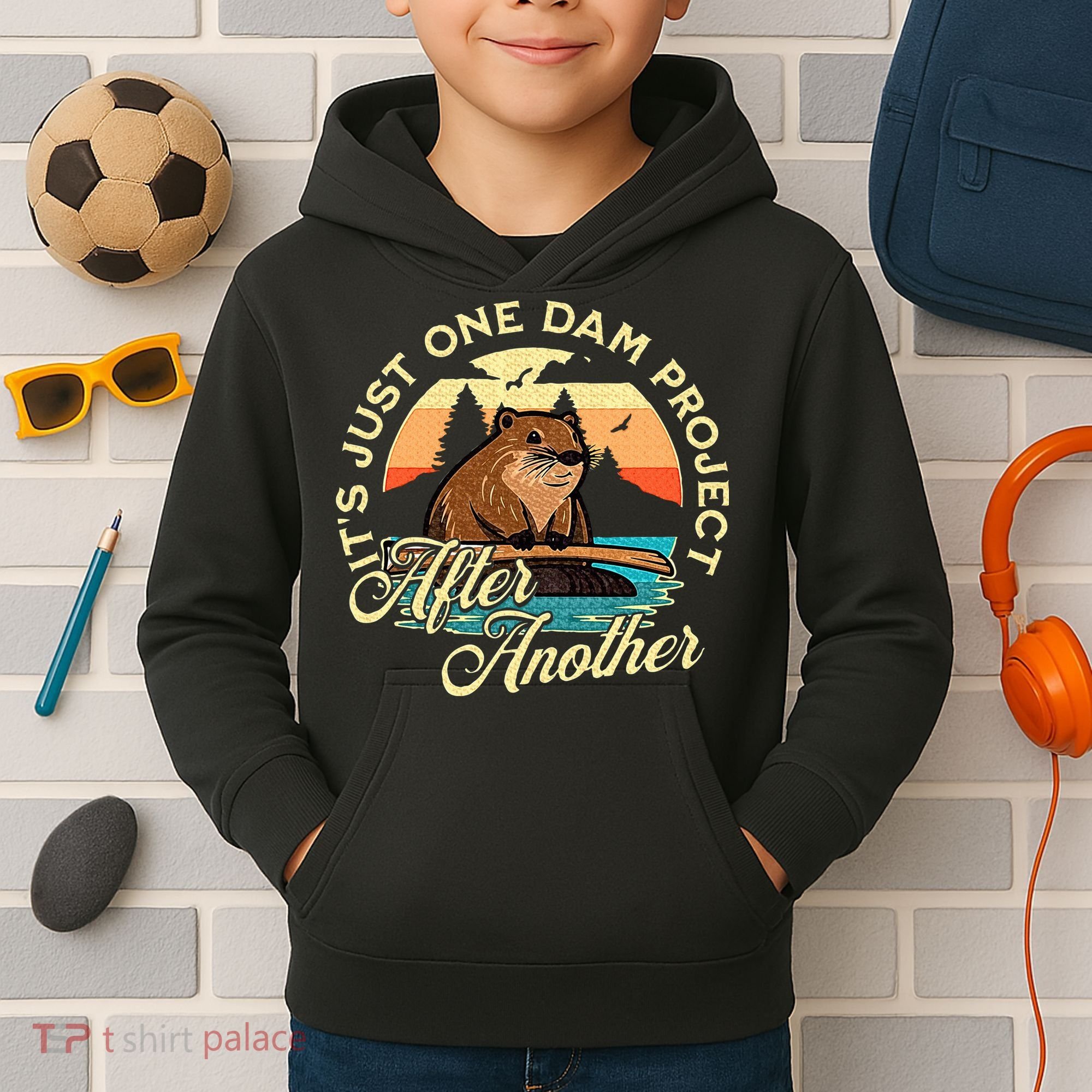 It’S Just One Dam Project After Another Funny Beaver Kids Hoodie