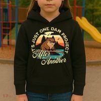 It’S Just One Dam Project After Another Funny Beaver Kids Hoodie thumb 3