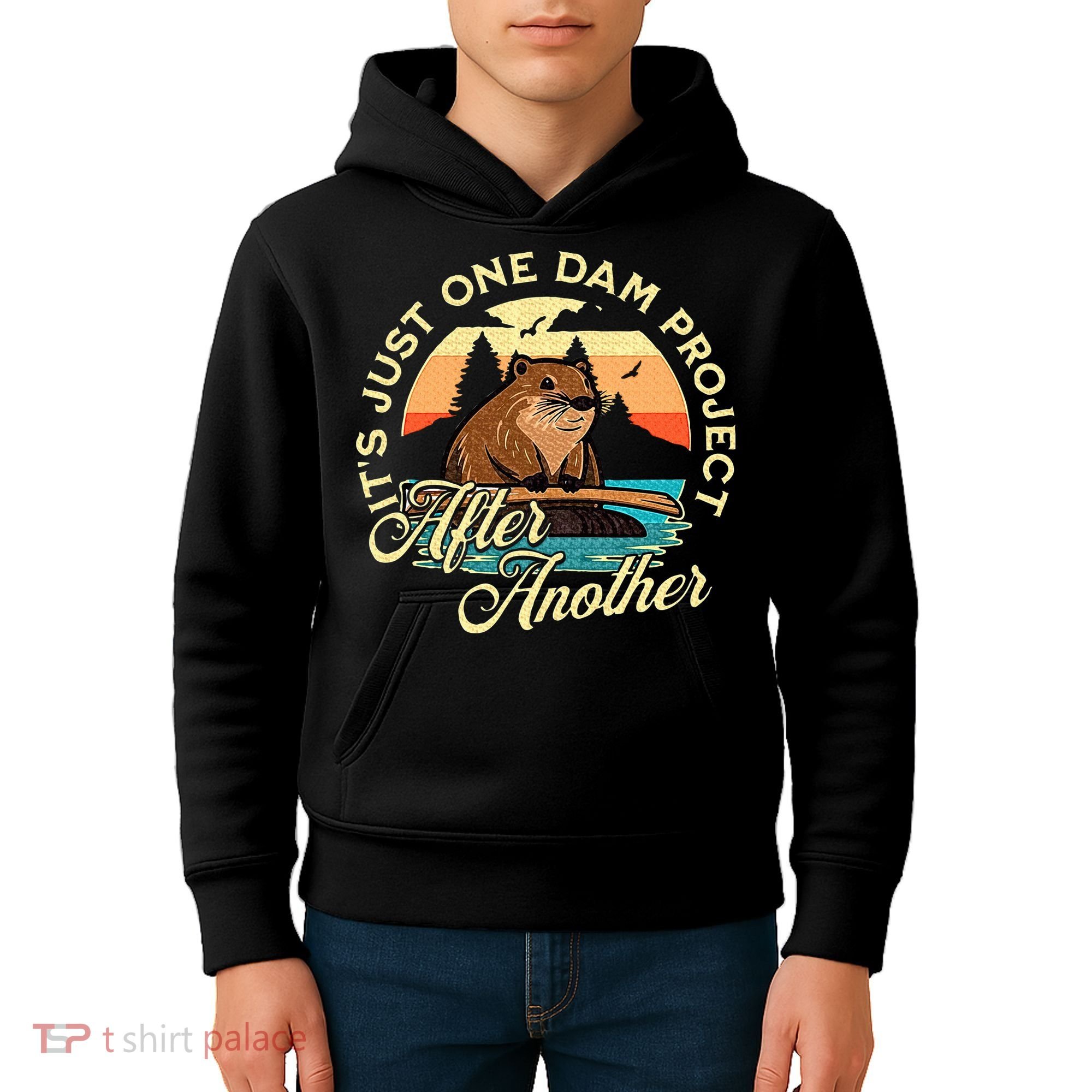 It’S Just One Dam Project After Another Funny Beaver Kids Hoodie