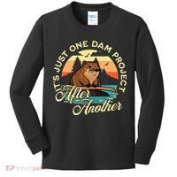 It’S Just One Dam Project After Another Funny Beaver Kids Long Sleeve Shirt thumb 0