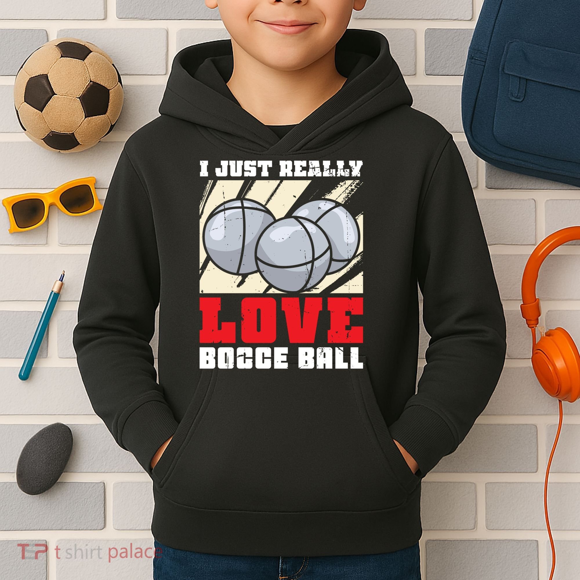 I Just Really Love Bocce Ball Kids Hoodie