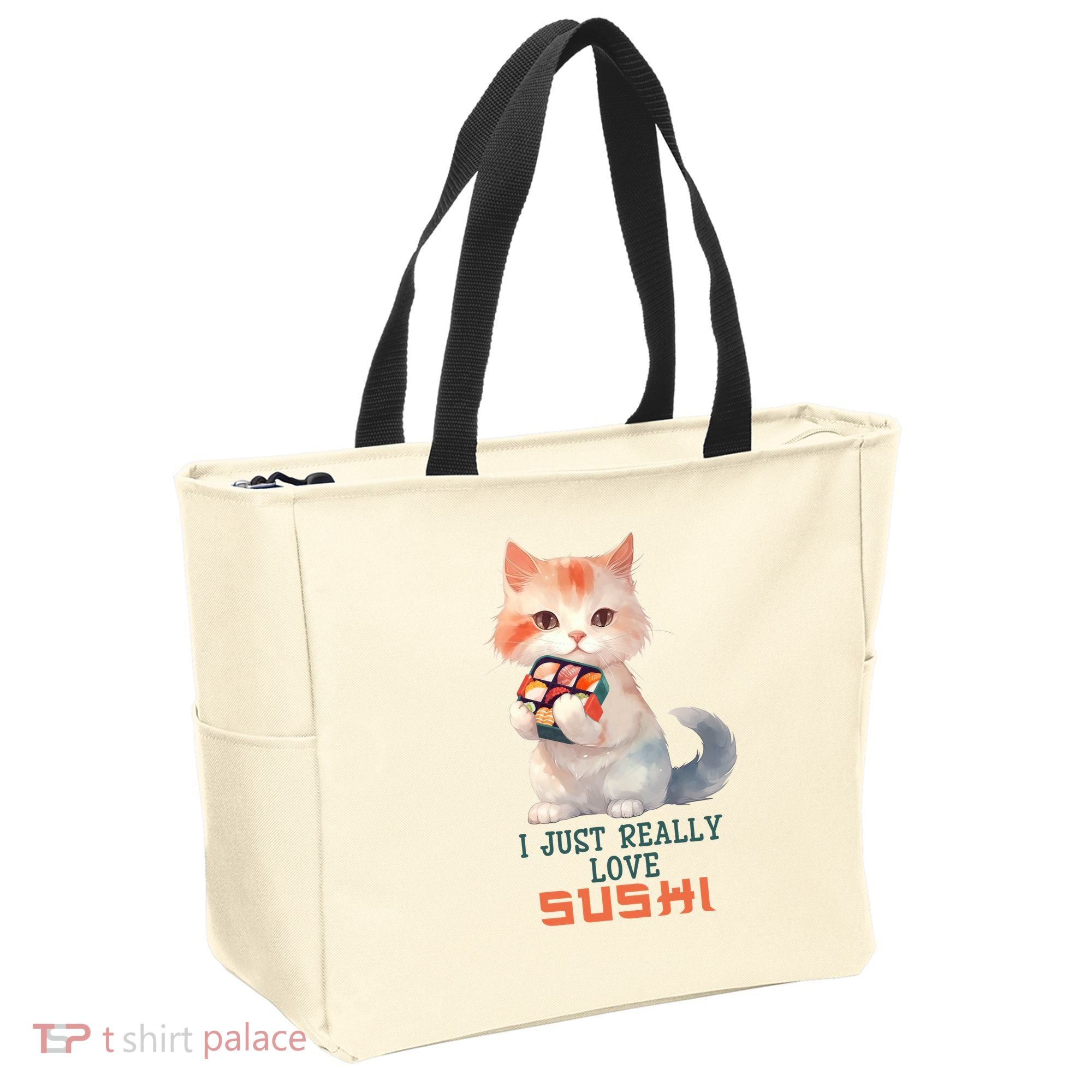 I Just Really Love Sushi Cute Japanese Cat Tote Bag