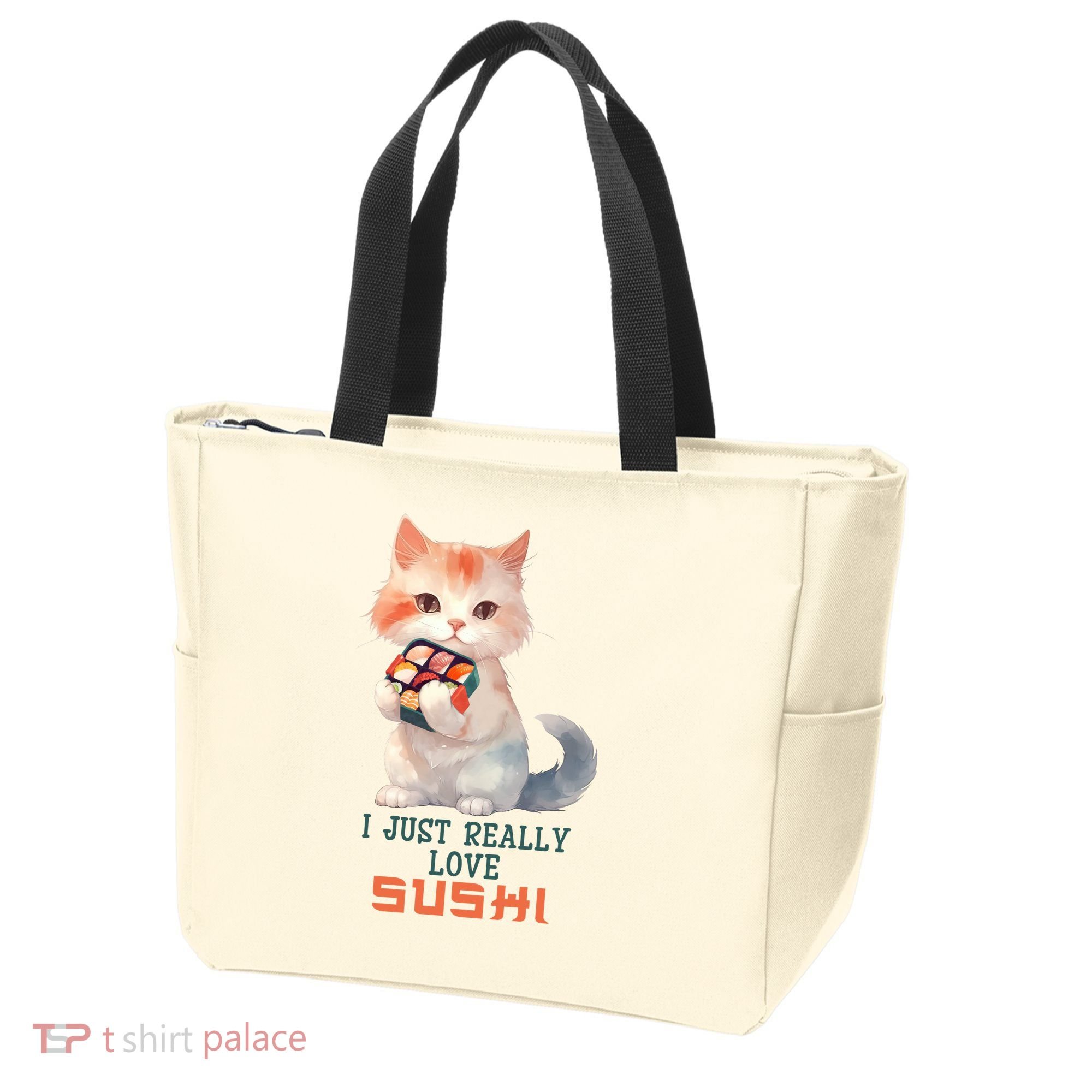 I Just Really Love Sushi Cute Japanese Cat Tote Bag
