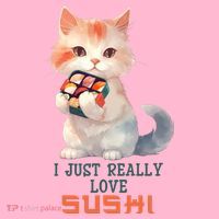 I Just Really Love Sushi Cute Japanese Cat Coaster thumb 2