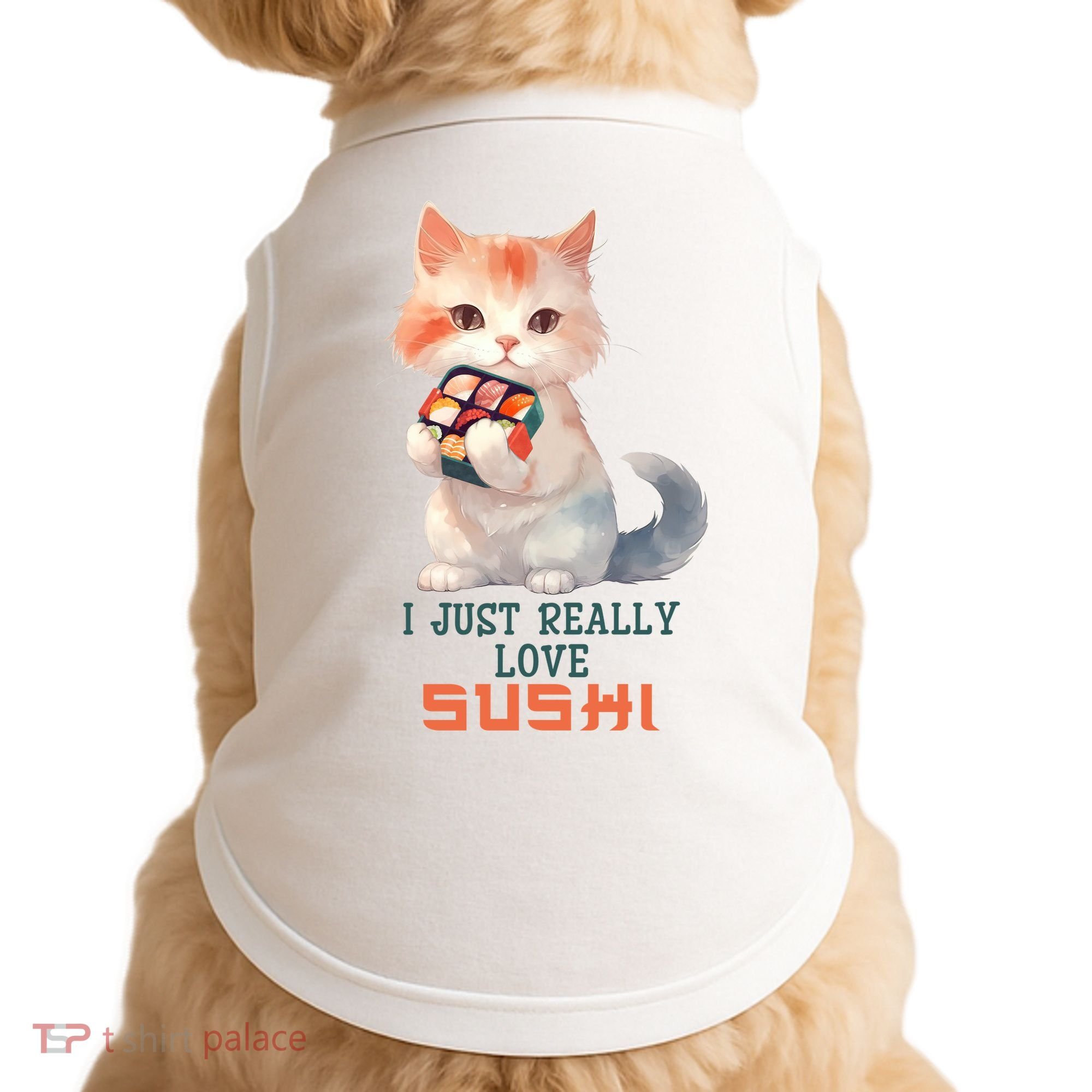 I Just Really Love Sushi Cute Japanese Cat Doggie Tank