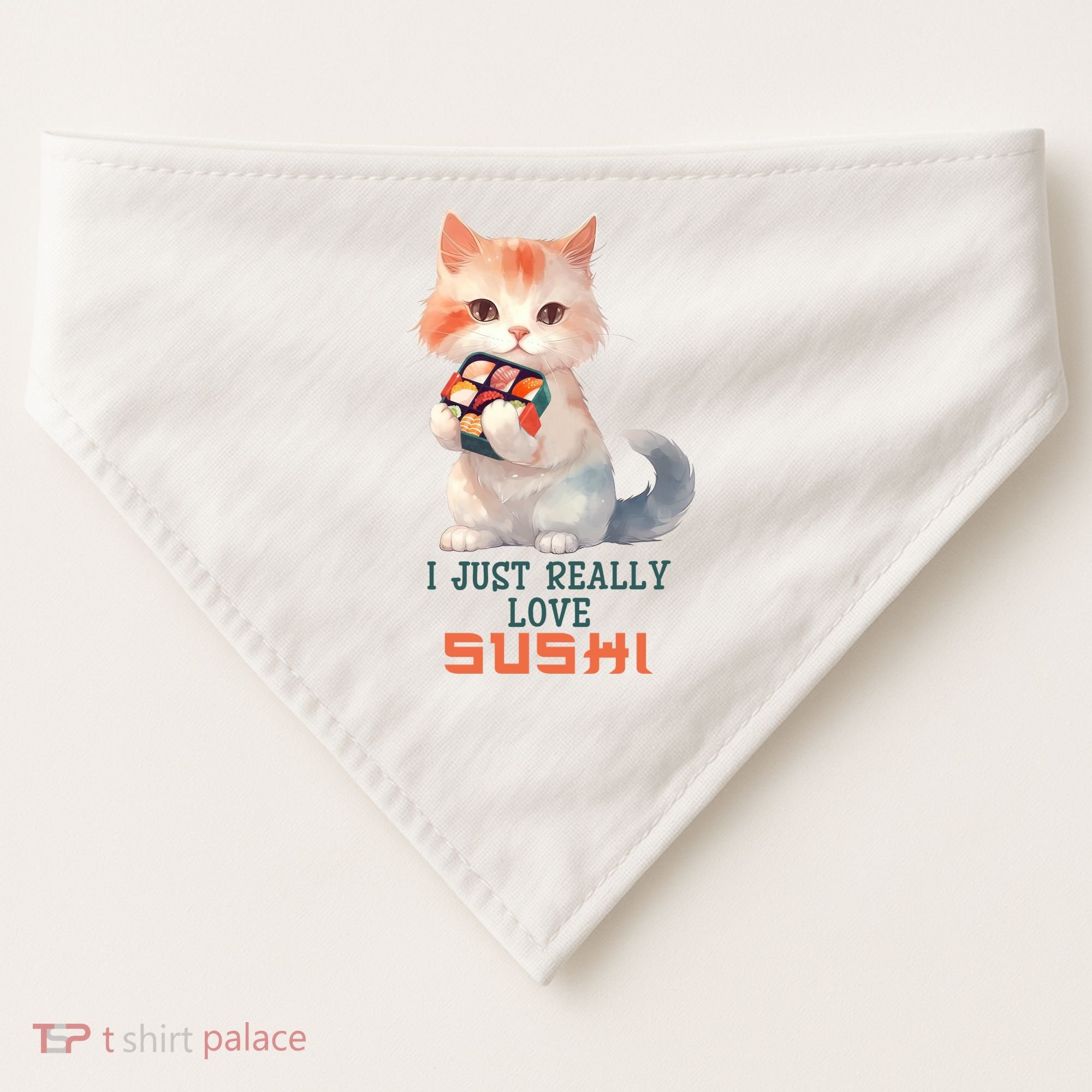 I Just Really Love Sushi Cute Japanese Cat USA-Made Doggie Bandana
