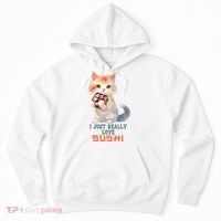 I Just Really Love Sushi Cute Japanese Cat Hoodie thumb 0