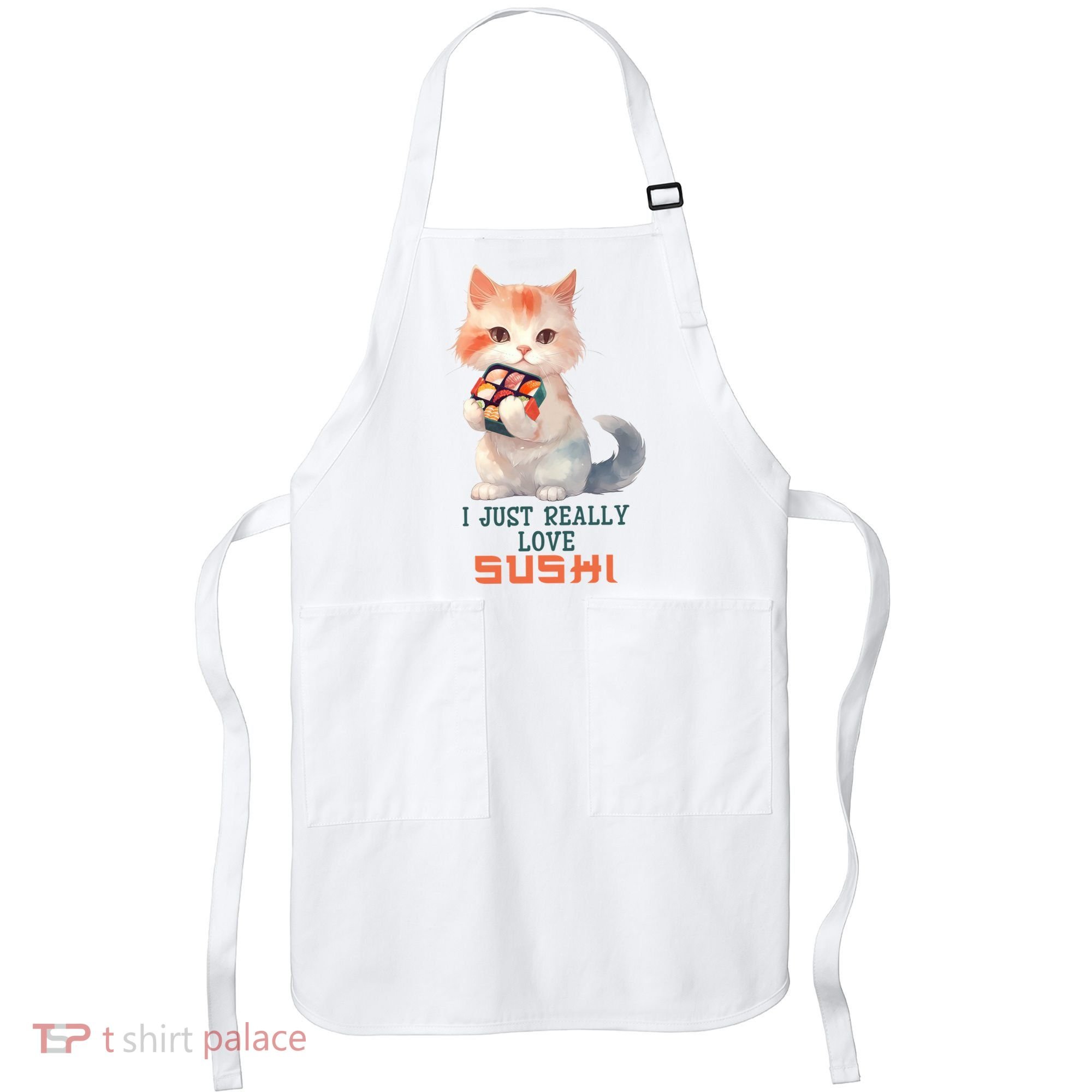 I Just Really Love Sushi Cute Japanese Cat Apron