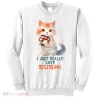 I Just Really Love Sushi Cute Japanese Cat Sweatshirt thumb 0