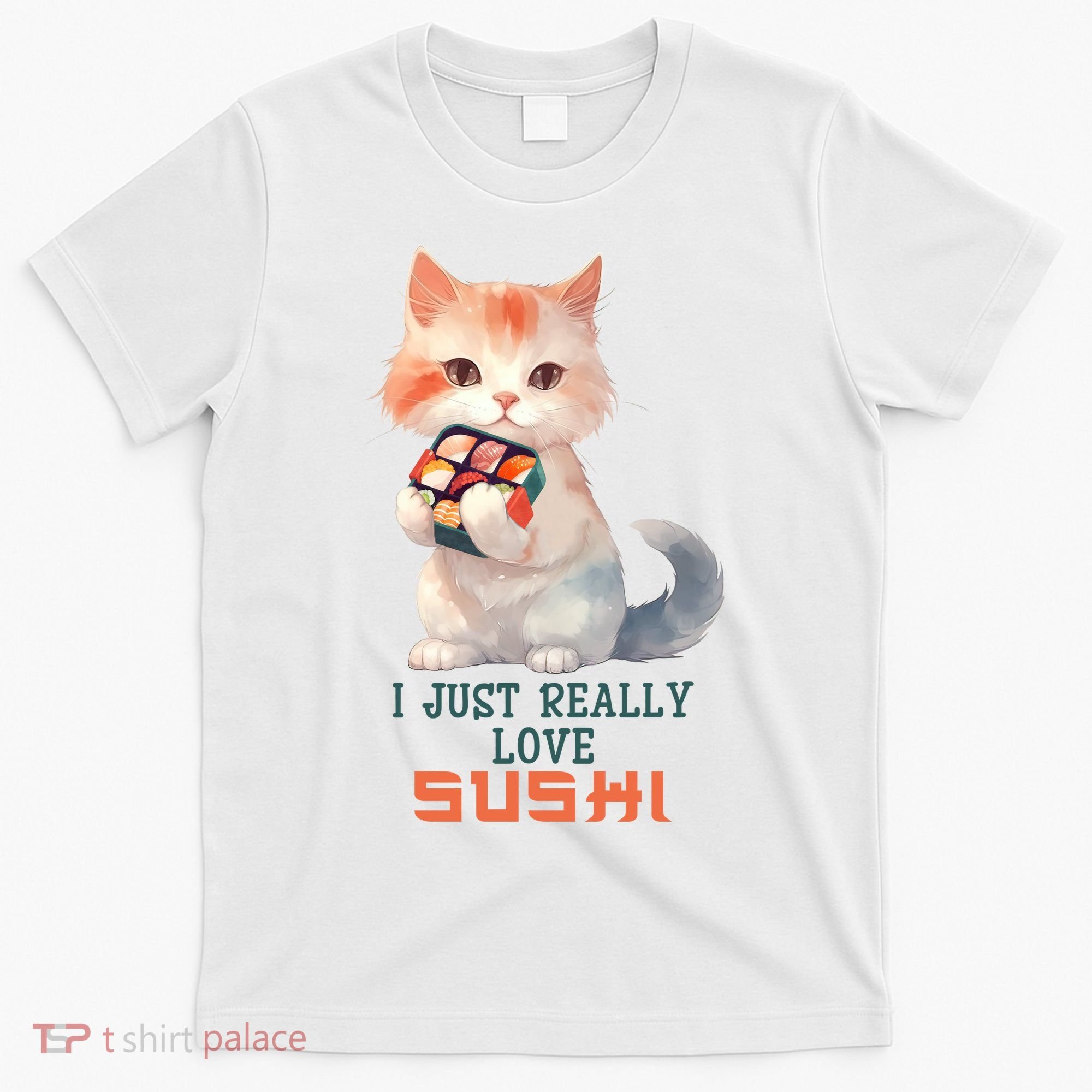 I Just Really Love Sushi Cute Japanese Cat T-Shirt